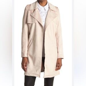Ookie & Lala Nordstrom Women's + 3X Blush Pink Vegan Faux Suede Trench Coat NWT